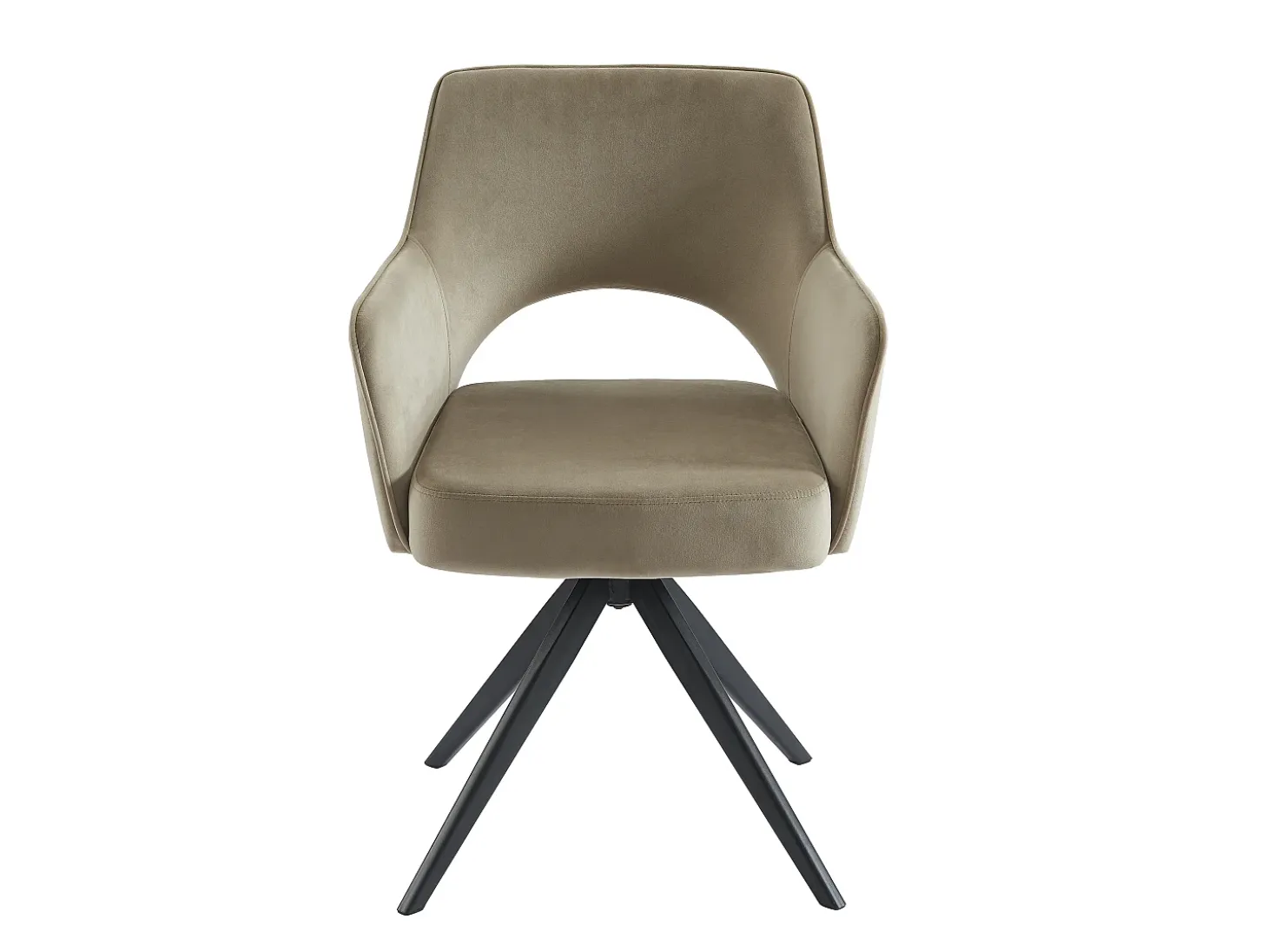 Lote de 2 sillas giratorias con reposabrazos de terciopelo y metal negro - Beige - KONYA
