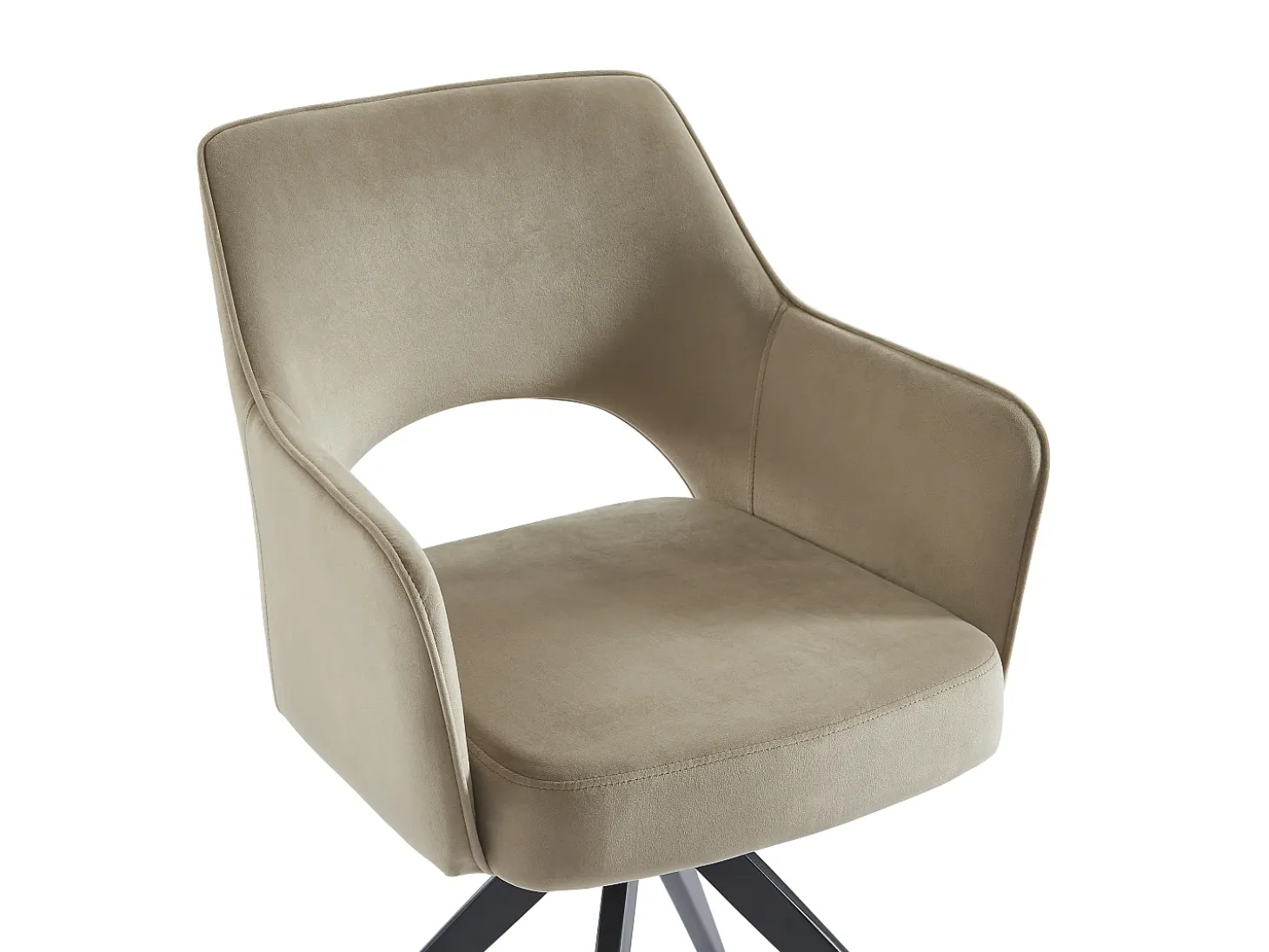 Lote de 2 sillas giratorias con reposabrazos de terciopelo y metal negro - Beige - KONYA