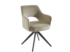 Lote de 2 sillas giratorias con reposabrazos de terciopelo y metal negro - Beige - KONYA