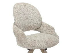 Lote de 2 sillas giratorias de tweed y metal color topo - Crema - VALIANA