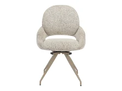 Lote de 2 sillas giratorias de tweed y metal color topo - Crema - VALIANA