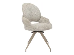 Lote de 2 sillas giratorias de tweed y metal color topo - Crema - VALIANA