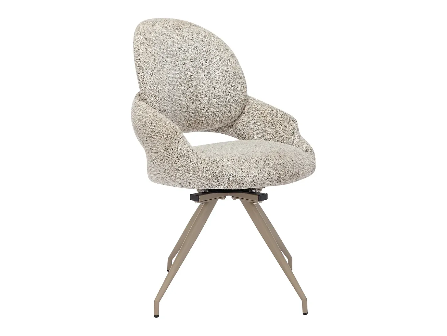 Lote de 2 sillas giratorias de tweed y metal color topo - Crema - VALIANA