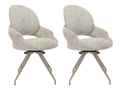 Lote de 2 sillas giratorias de tweed y metal color topo - Crema - VALIANA