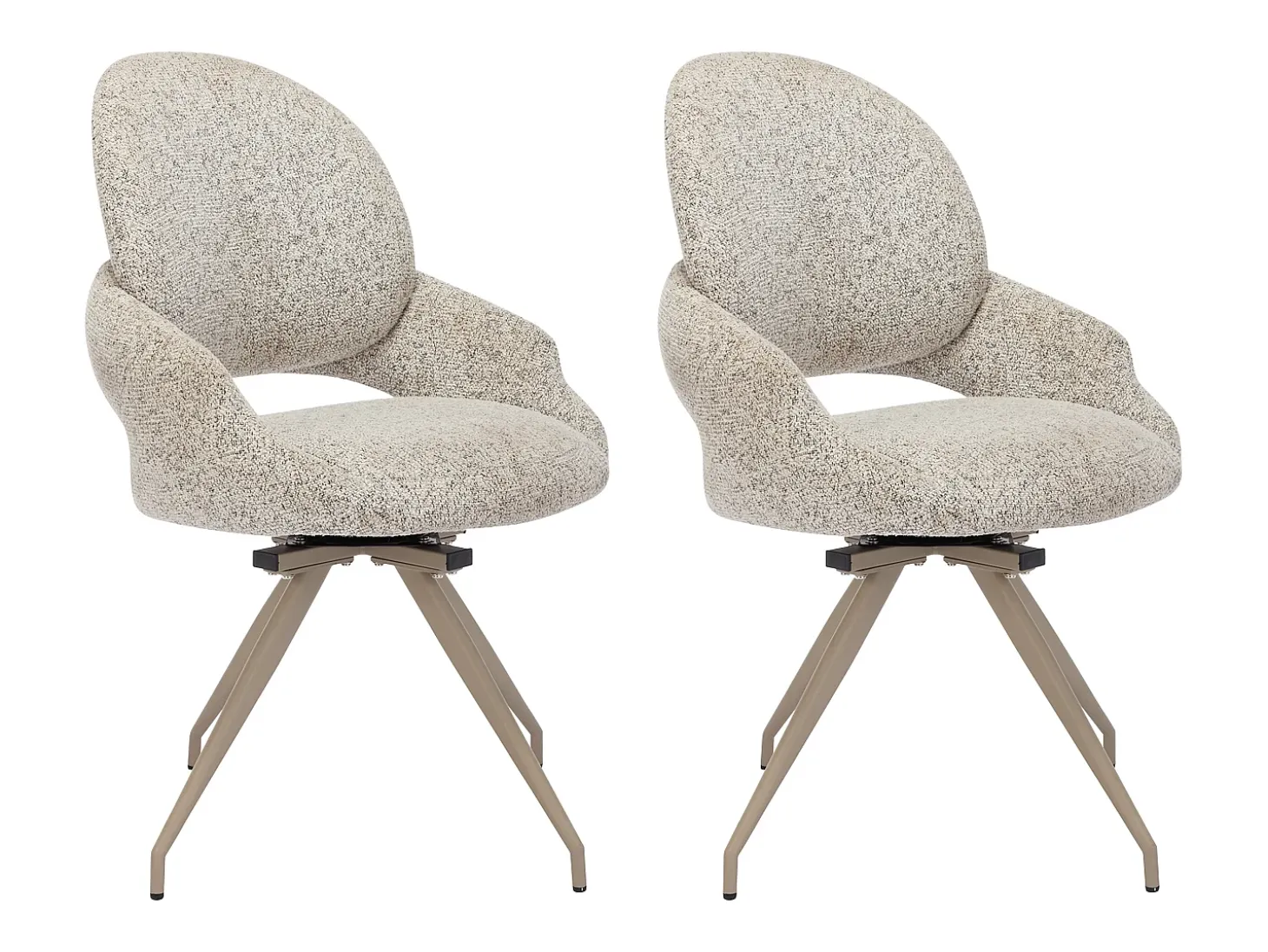 Lote de 2 sillas giratorias de tweed y metal color topo - Crema - VALIANA