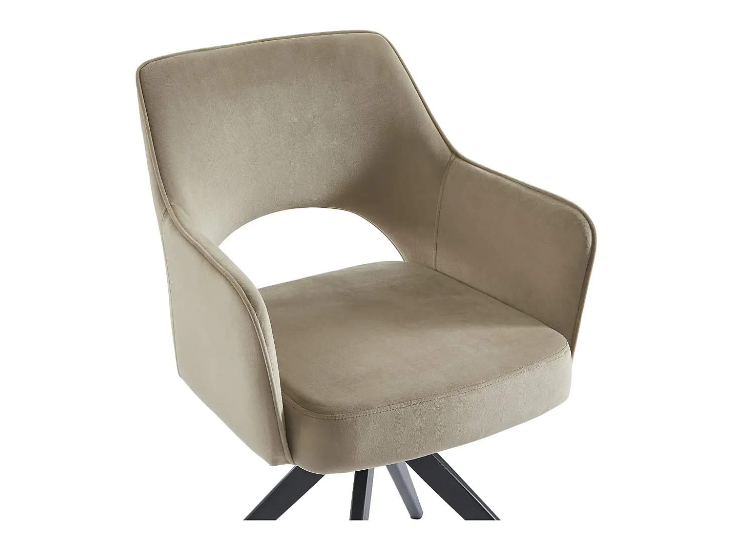 Lote de 6 sillas giratorias con brazos de terciopelo y metal negro - Beige - KONYA