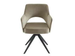 Lote de 6 sillas giratorias con brazos de terciopelo y metal negro - Beige - KONYA