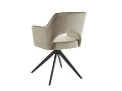 Lote de 6 sillas giratorias con brazos de terciopelo y metal negro - Beige - KONYA