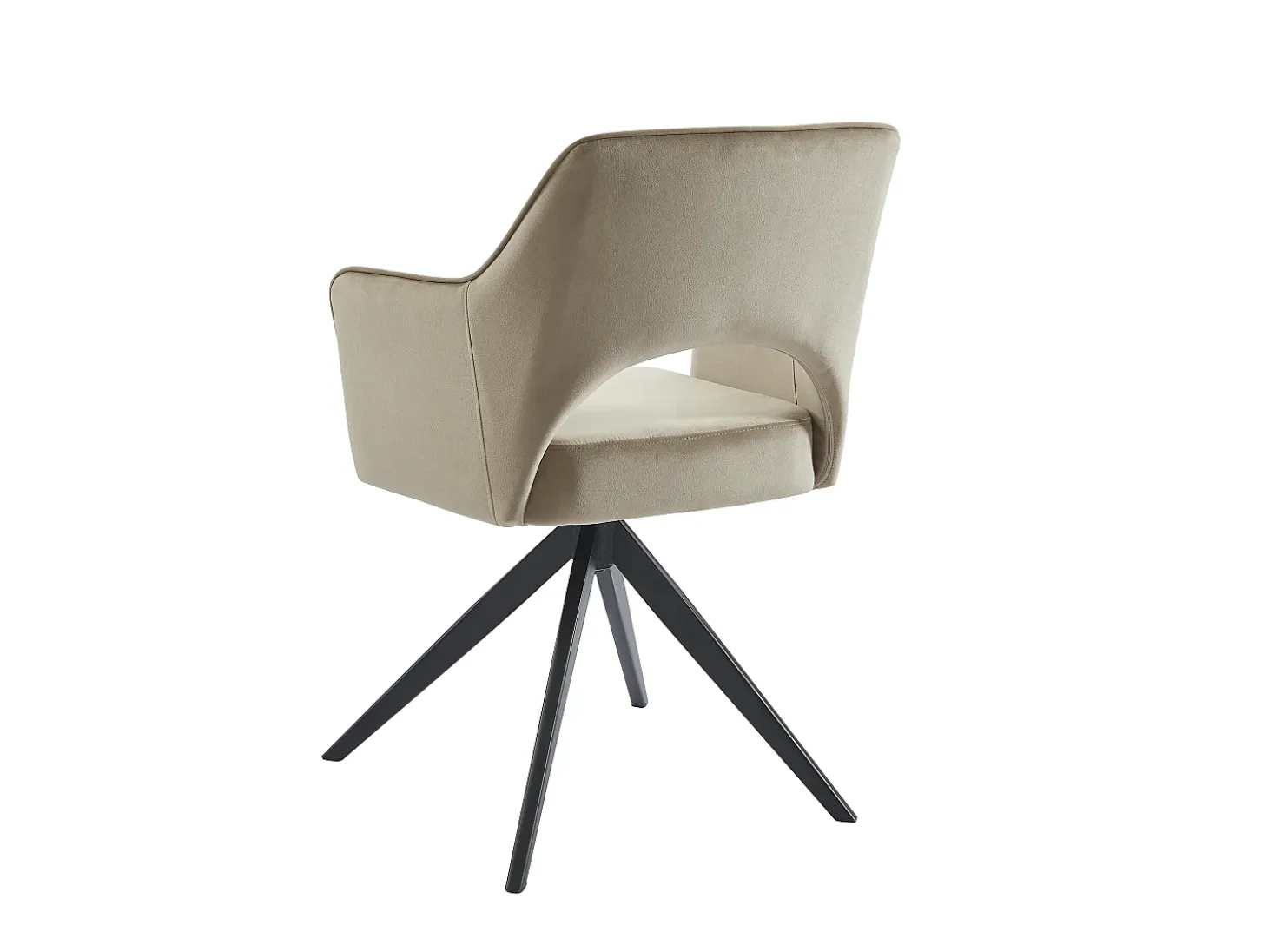 Lote de 6 sillas giratorias con brazos de terciopelo y metal negro - Beige - KONYA