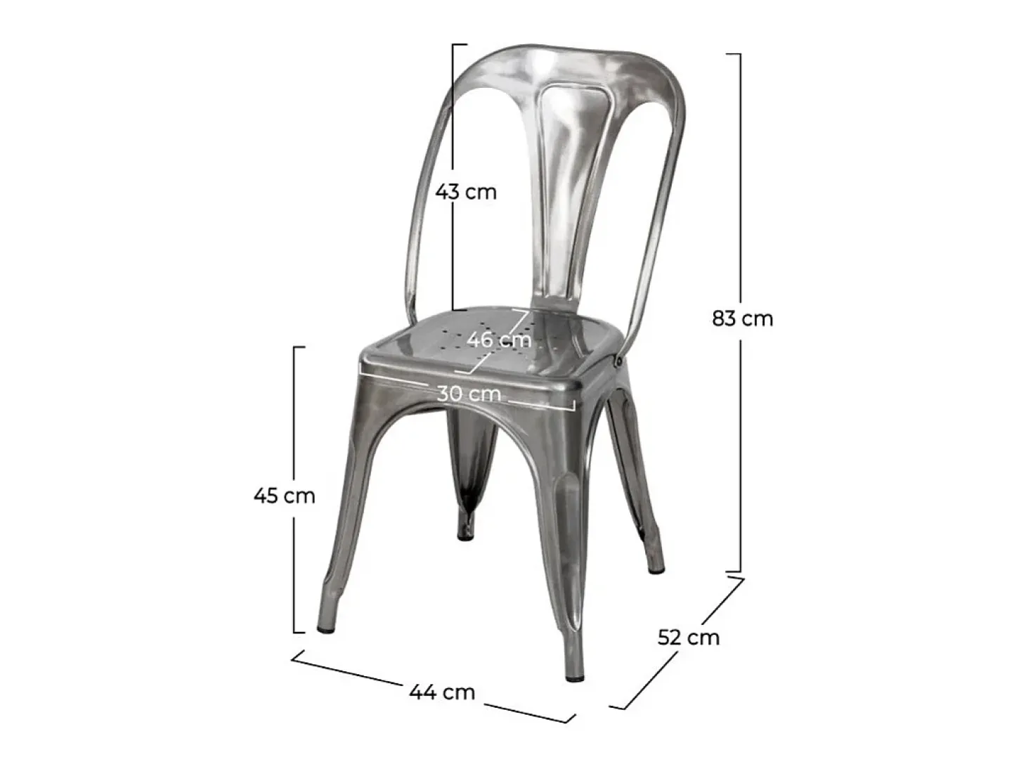 Lote de 2 sillas Indus cromadas de metal cromado para una decoración retro a bajo precio