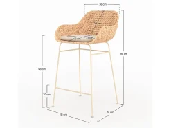 Lote de 2 sillas para isla central 66 cm en material natural - Faro