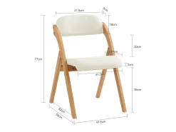 Lote de 2 Sillas Plegables de Madera con Asiento y Respaldo Tapizado Sillón para Cocina Oficina Blanco 47 x 60 x 77 cm FST92-Wx2 SoBuy ES