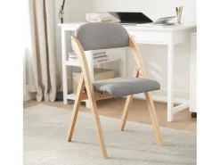 Lote de 2 Sillas Plegables de Madera con Asiento y Respaldo Tapizado Sillón para Cocina Oficina 47 x 57 x 79 cm FST92-Nx2 SoBuy ES