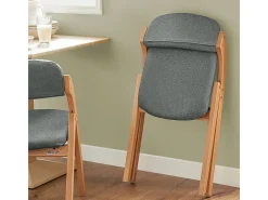 Lote de 4 Sillas Plegables de Madera con Asiento y Respaldo Tapizado Sillón para Cocina Oficina Gris Oscuro47 x 60 x 77 cm FST92-SGx4 SoBuy ES