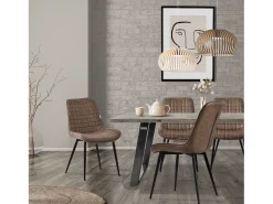 Lote de 4 sillas Sillas de comedor Silla de cocina Sillas de salón PU imitación piel marrón