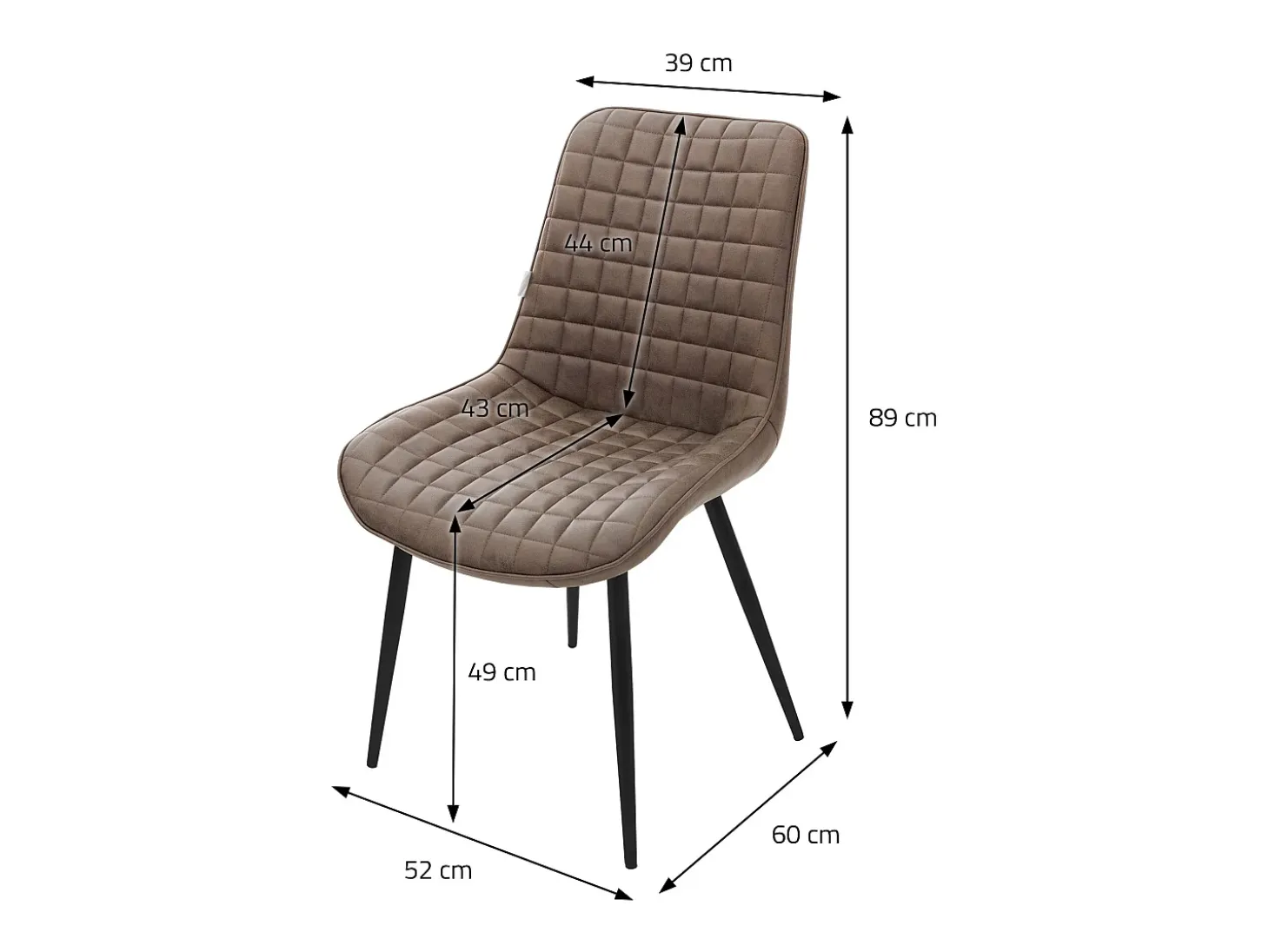 Lote de 4 sillas Sillas de comedor Silla de cocina Sillas de salón PU imitación piel marrón