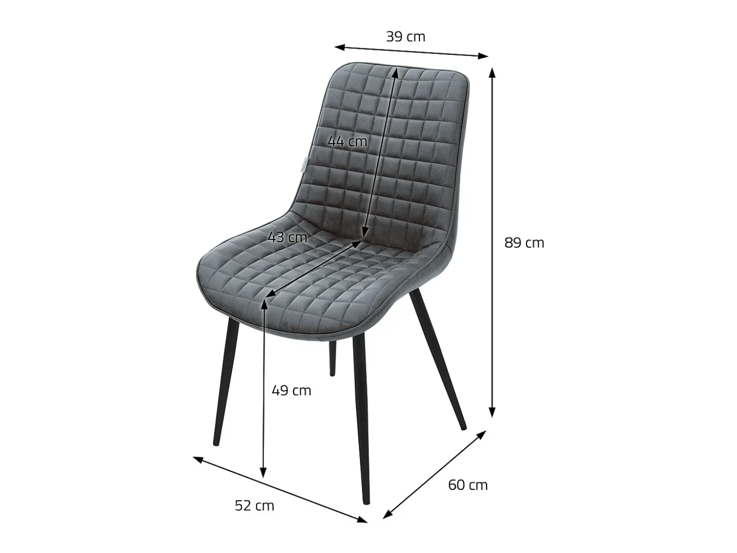 Lote de 4 sillas sillas de comedor sillas de cocina sillas de salón PU imitación piel antracita