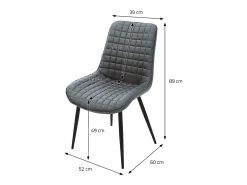 Lote de 4 sillas sillas de comedor sillas de cocina sillas de salón PU imitación piel antracita