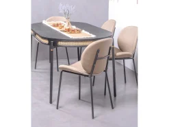 Lote de 4 sillas vintage tapizadas en polipiel - Slice - Beige