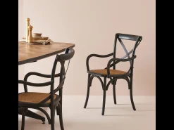 Lote de 2 sillones bridge de madera maciza y rejilla L62 cm - BISTROT