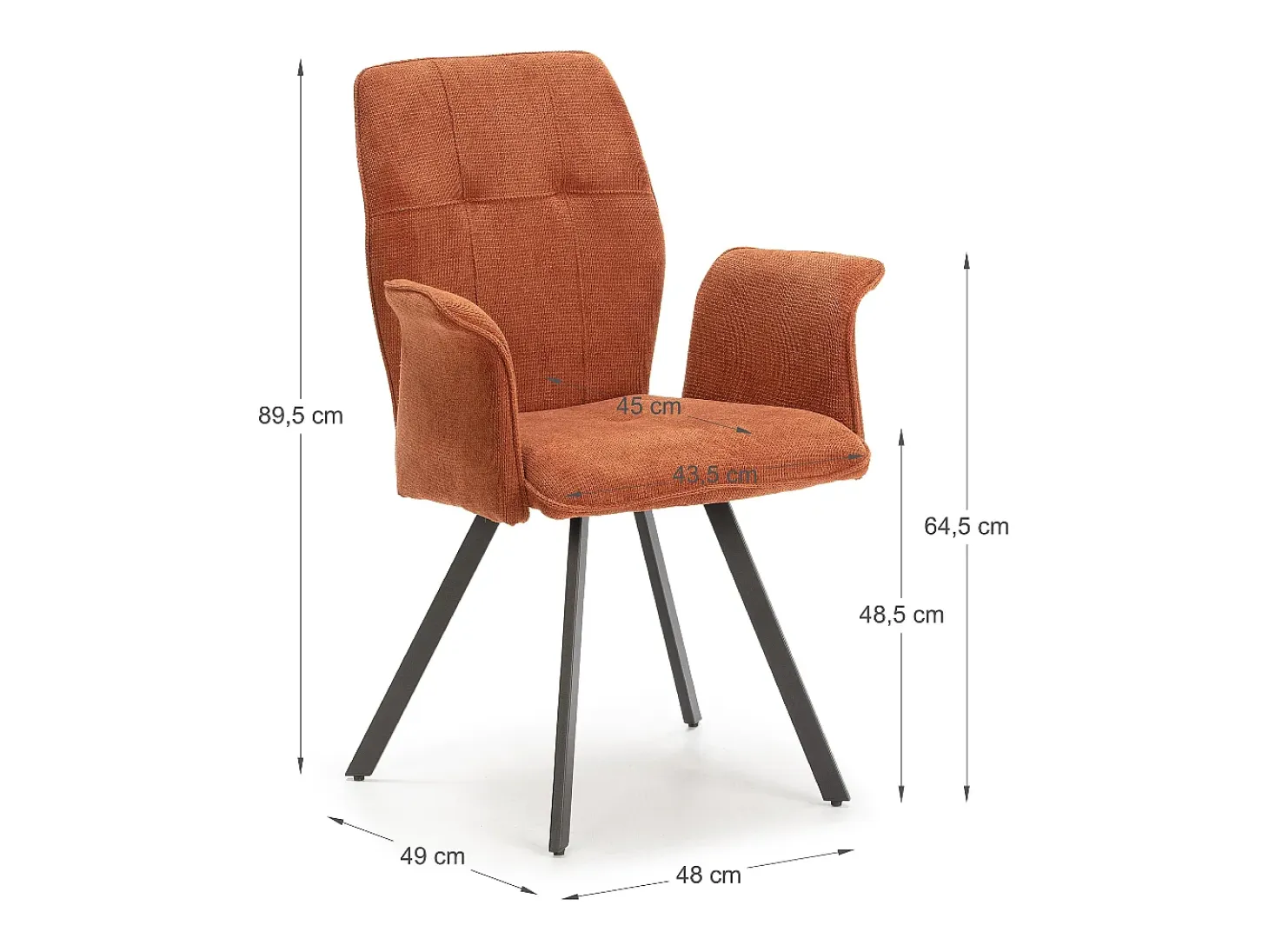Lote de 2 sillones de tela con patas de metal negro L62 cm - MERY
