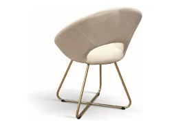 Lote de 4 sillones de tela efecto terciopelo beige, base de metal dorado - ZANTE