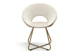 Lote de 4 sillones de tela efecto terciopelo beige, base de metal dorado - ZANTE
