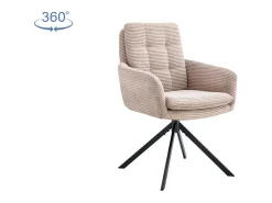 Lote de 2 sillones KAVIRA – Terciopelo acanalado en color arena – Patas de metal – Con reposabrazos – Diseño cálido y moderno