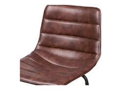 Lote de 2 taburetes de bar con respaldo efecto cuero caoba colección NETS - Estilo industrial