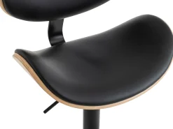Lote de 2 taburetes de bar de piel sintética - Natural claro y Negro - MONTENEGRO