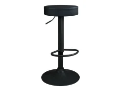 Lote de 2 taburetes de bar redondos negros, asiento de símil cuero acolchado, giratorio y altura regulable YO (negro integral)