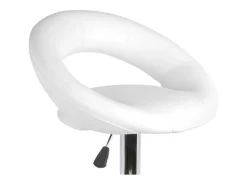 Lote de 2 taburetes de bar ajustables en altura 77-97 cm - Asiento de cuero sintético PU blanco, pie de metal gris, diámetro 40 cm.