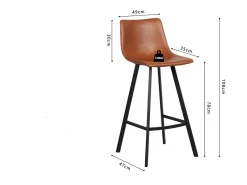 Lote de 2 taburetes de bar OZON – Color coñac – Asiento de PU – Confort moderno y estilo elegante