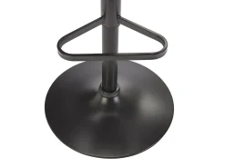 Lote de 2 taburetes de bar de terciopelo y metal negro - Altura ajustable - Beige - ELEANA