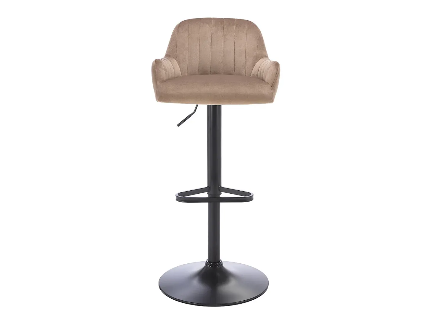 Lote de 2 taburetes de bar de terciopelo y metal negro - Altura ajustable - Beige - ELEANA