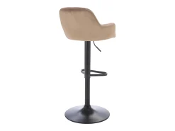 Lote de 2 taburetes de bar de terciopelo y metal negro - Altura ajustable - Beige - ELEANA