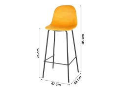 Lote de 4 taburetes de bar con respaldo de terciopelo amarillo y estructura de metal colección LALY - Estilo industrial