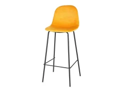 Lote de 4 taburetes de bar con respaldo de terciopelo amarillo y estructura de metal colección LALY - Estilo industrial