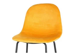 Lote de 4 taburetes de bar con respaldo de terciopelo amarillo y estructura de metal colección LALY - Estilo industrial