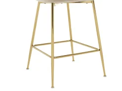 Lote de 2 taburetes de bar de terciopelo y metal dorado - Beige - POLPONA de Pascal MORABITO