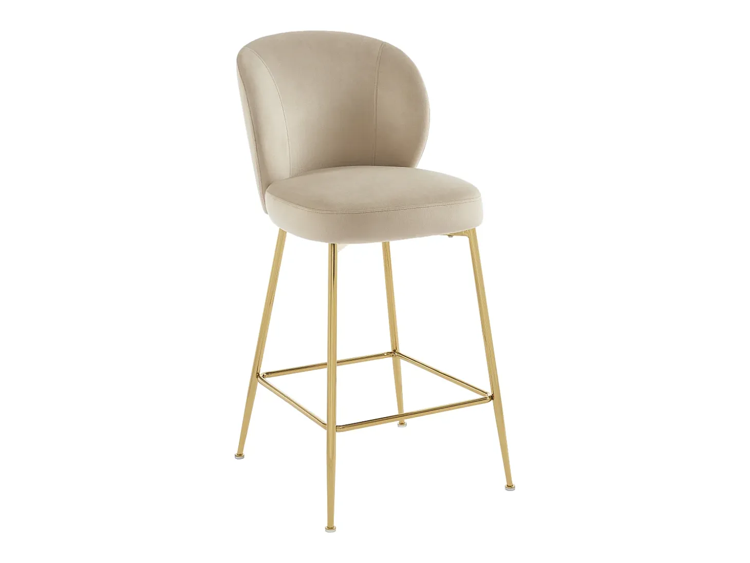 Lote de 2 taburetes de bar de terciopelo y metal dorado - Beige - POLPONA de Pascal MORABITO
