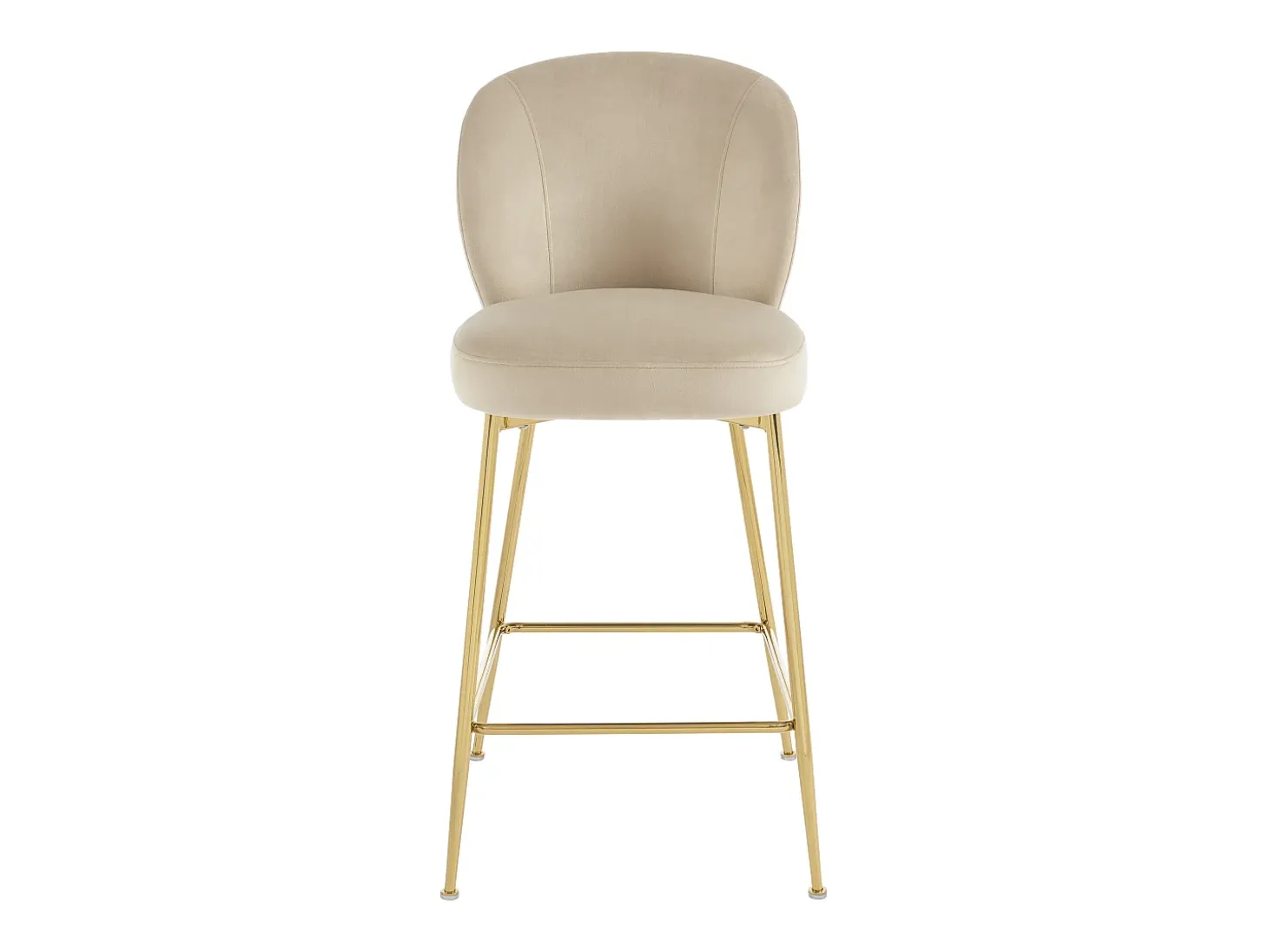 Lote de 2 taburetes de bar de terciopelo y metal dorado - Beige - POLPONA de Pascal MORABITO