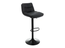 Lote de 2 taburetes de bar de piel sintética y metal - Negro - KADERINA