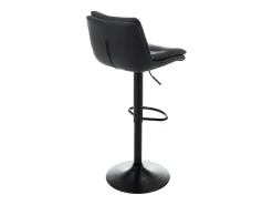 Lote de 2 taburetes de bar de piel sintética y metal - Negro - KADERINA