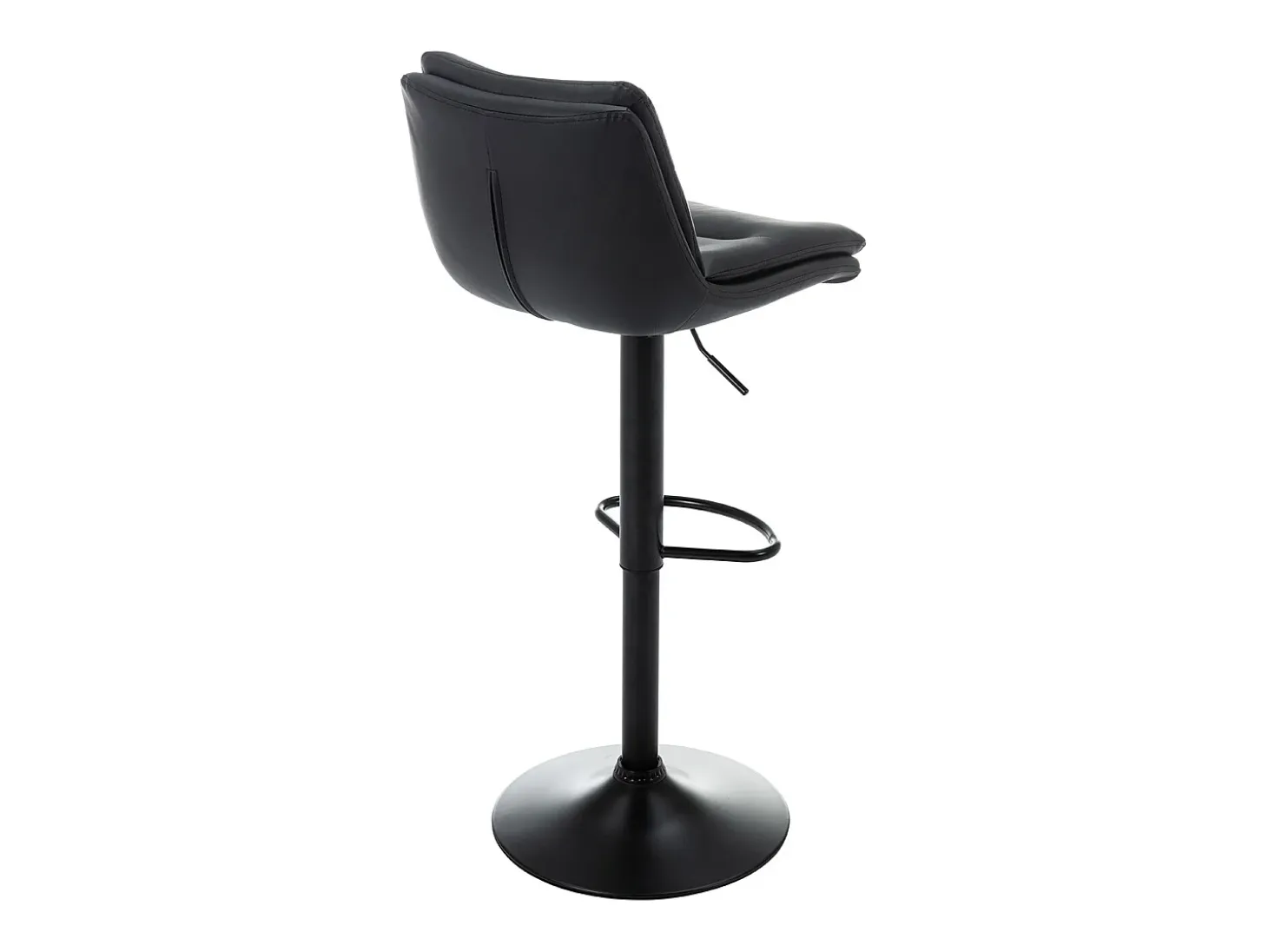 Lote de 2 taburetes de bar de piel sintética y metal - Negro - KADERINA
