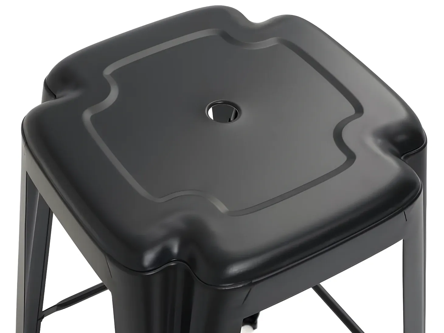Lote de 2 taburetes de bar industriales de metal, altura 76 cm, apilables BOOKA (negro)