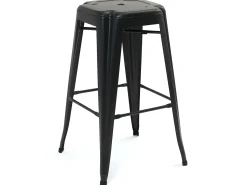 Lote de 2 taburetes de bar industriales de metal, altura 76 cm, apilables BOOKA (negro)