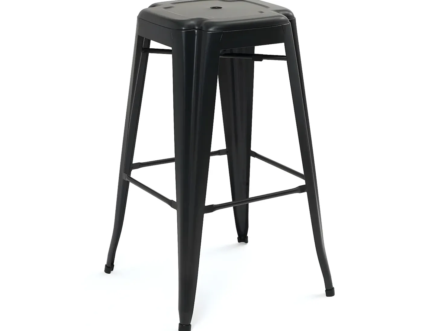 Lote de 2 taburetes de bar industriales de metal, altura 76 cm, apilables BOOKA (negro)