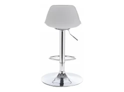 Lote de 2 taburetes de bar de diseño, asiento con respaldo pequeño y cojín de cuero sintético, giratorio, altura ajustable, base cromada SIG (gris)