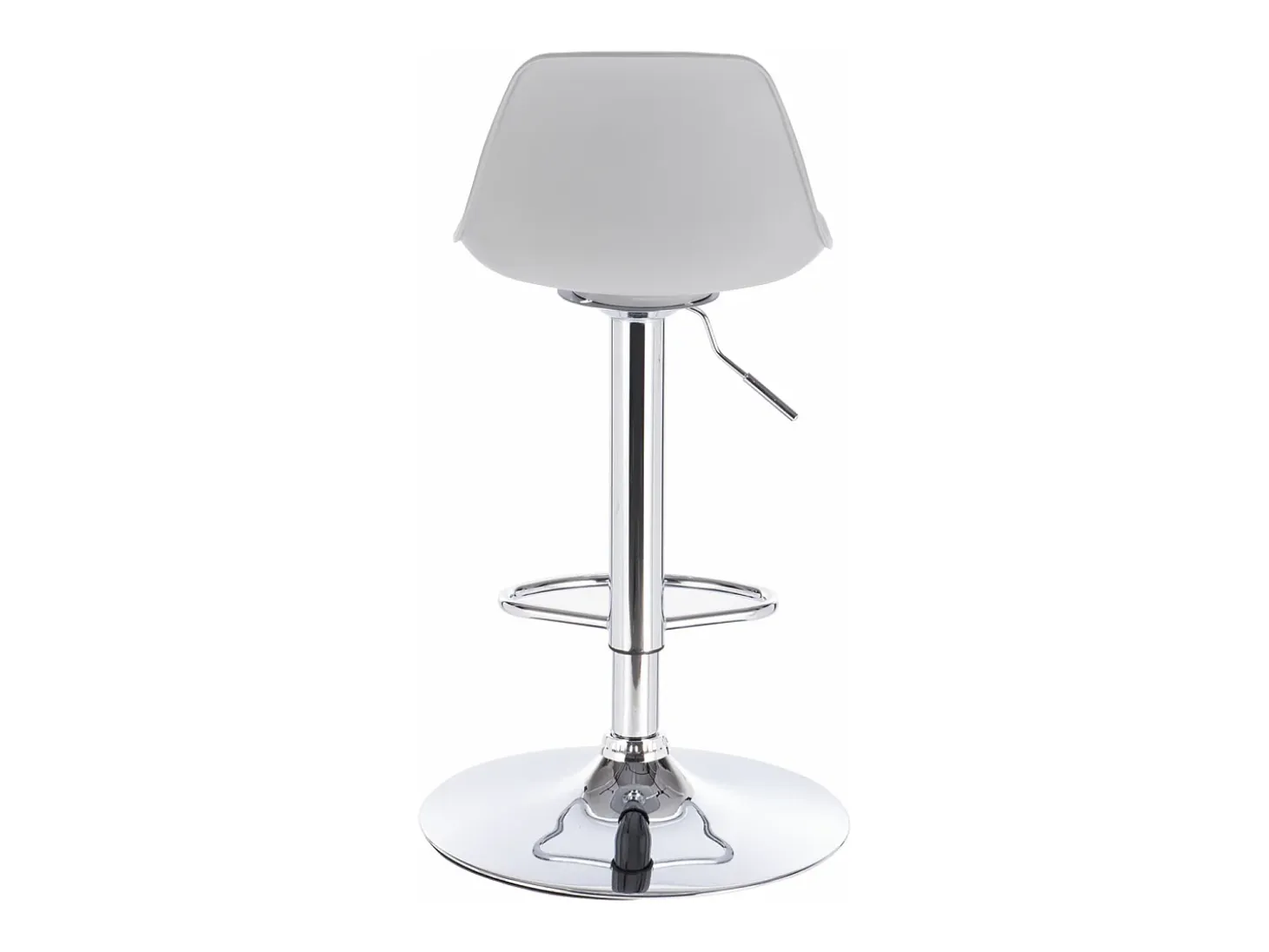 Lote de 2 taburetes de bar de diseño, asiento con respaldo pequeño y cojín de cuero sintético, giratorio, altura ajustable, base cromada SIG (gris)